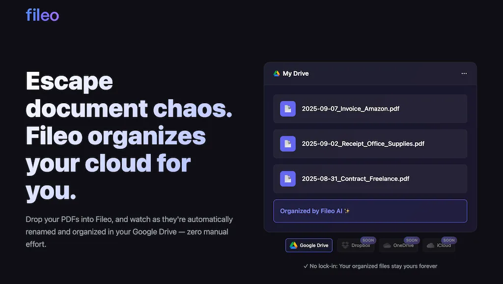 Fileo – AI document organizer for Google Drive chaos