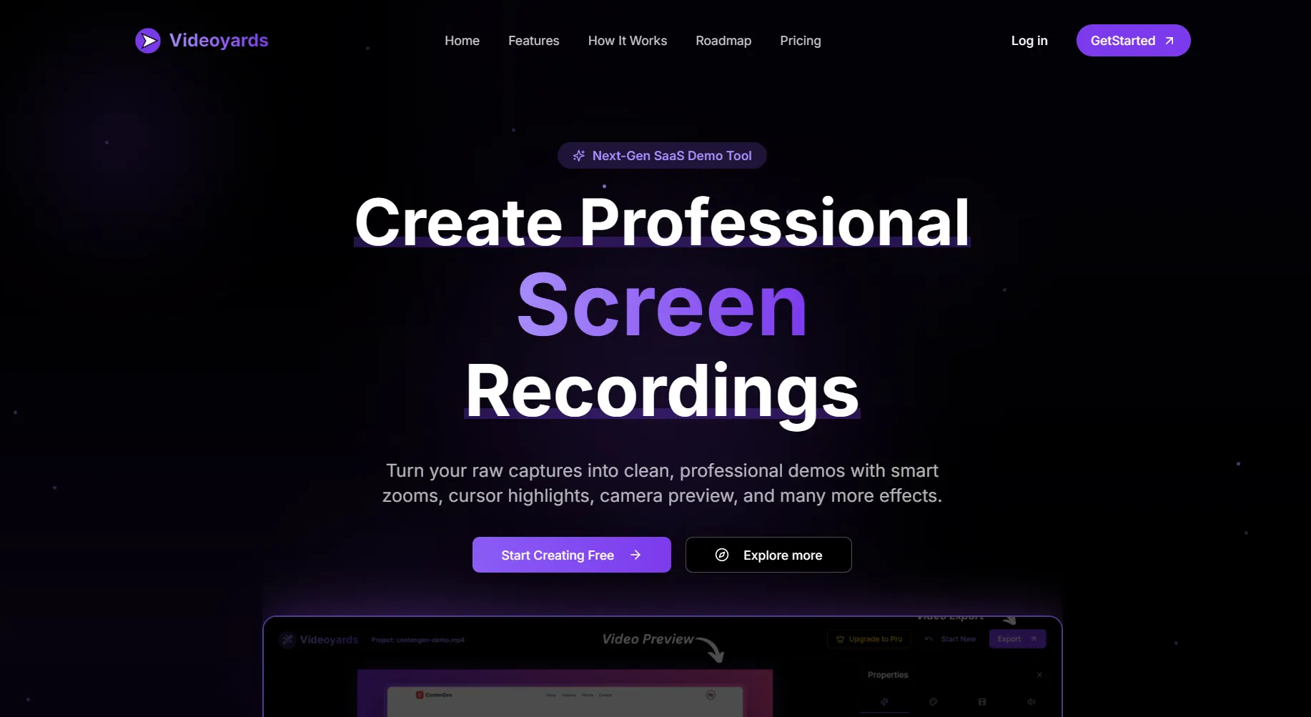 Videoyards – Professional screen recording editor for SaaS demos