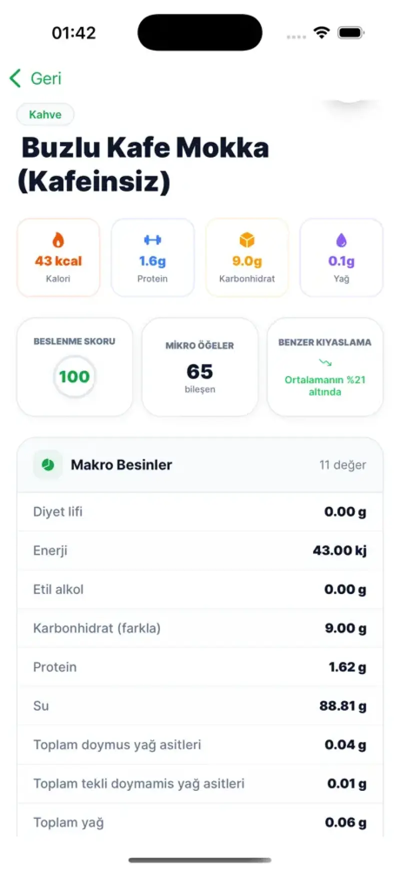 BesinAnaliz homepage showing Discover the nutritional value of thousands of foods and make healthy