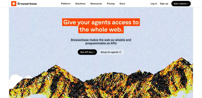 Browserbase homepage showing Give agents web access