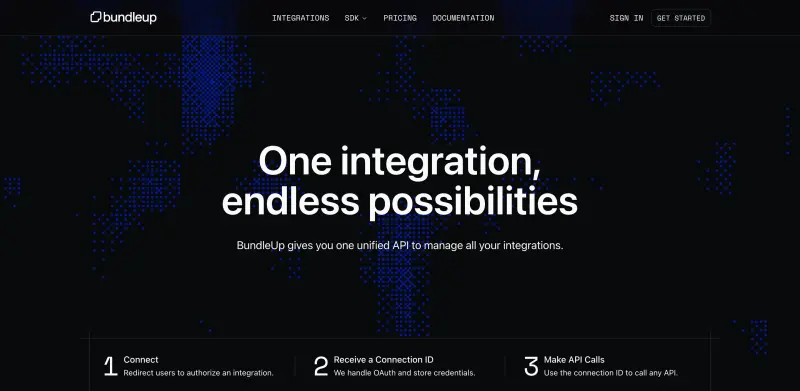 BundleUp homepage showing Streamline your development process