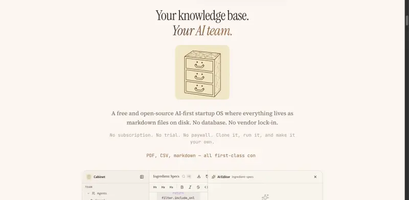 Cabinet homepage showing Streamline your workflow