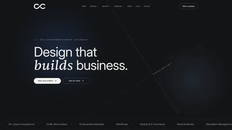 Coast Creative homepage showing Transforming Brands with AI-Optimized Websites