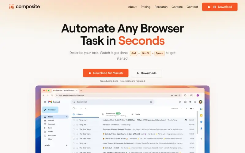 Composite homepage showing any browser task with AI automation