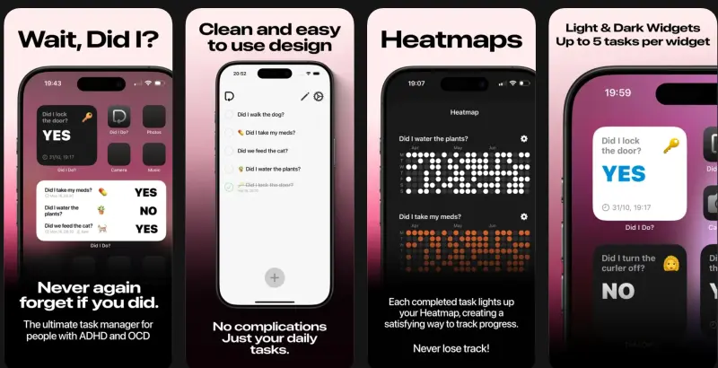 Did I Do? homepage showing daily tasks with one tap tracking