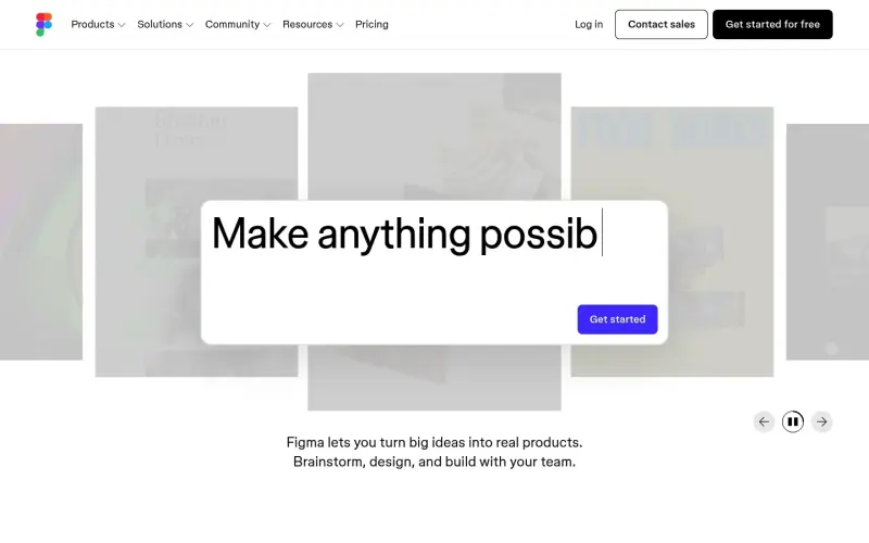 Figma homepage showing Design and build products collaboratively