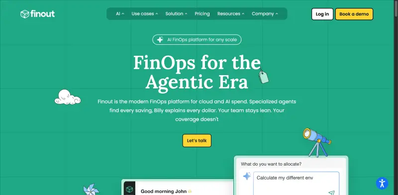 Finout homepage showing Unify cloud and AI costs