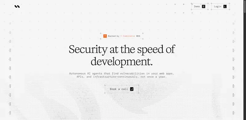 Hex Security homepage showing Autonomous security testing that finds vulnerabilities