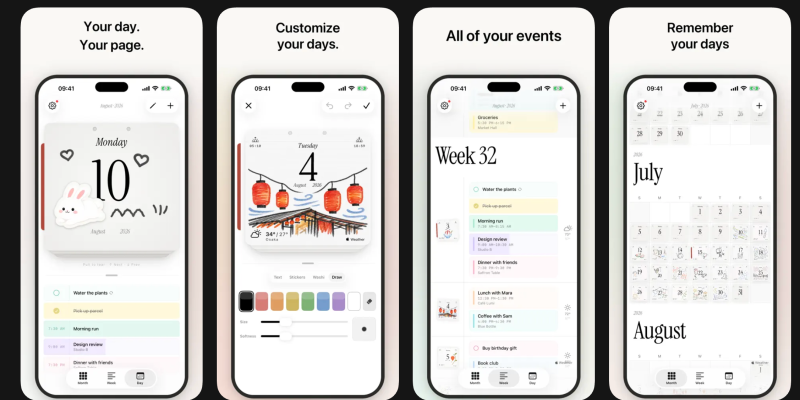 Hibi Calendar: Daily Journal App homepage showing Daily Journal: Doodle, sticker, & bujo diary