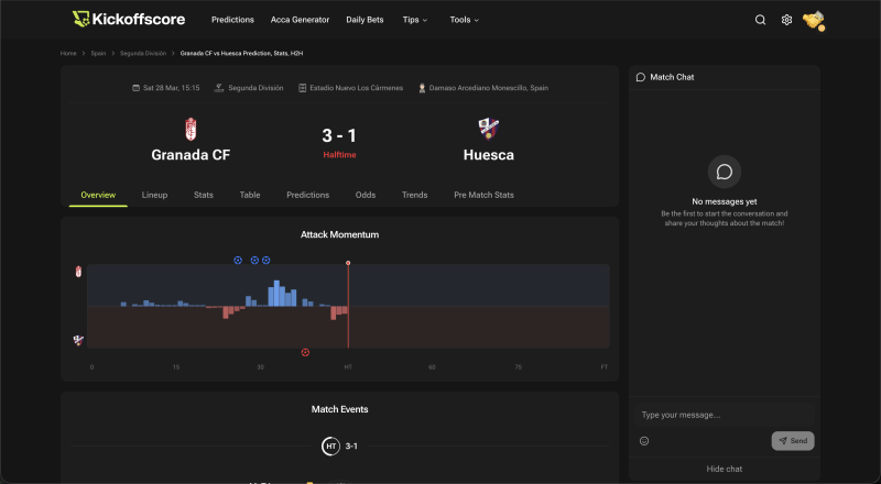 Kickoffscore interface screenshot 3 showing Free Football Predictions and Betting Tips. Follow Live Scores, compare Odds