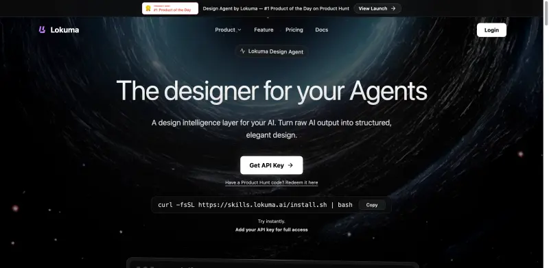 Lokuma Designer Agent interface screenshot 3 showing Lokuma Design Agent helps AI tools create polished, user-friendly websites and
