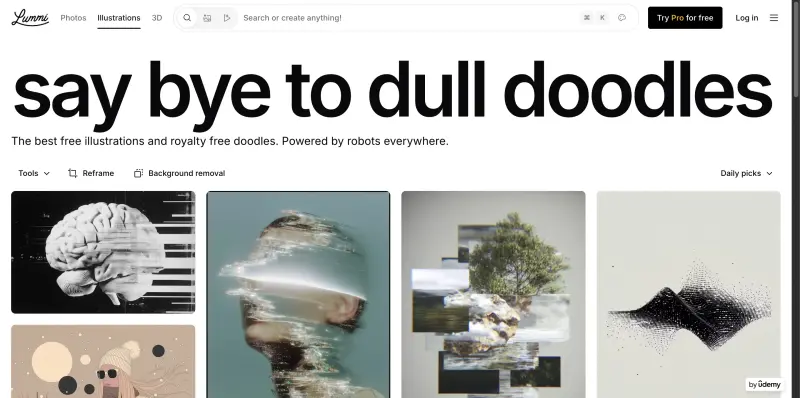 Lummi interface screenshot 3 showing Unique AI-created photos, illustrations & 3D art made