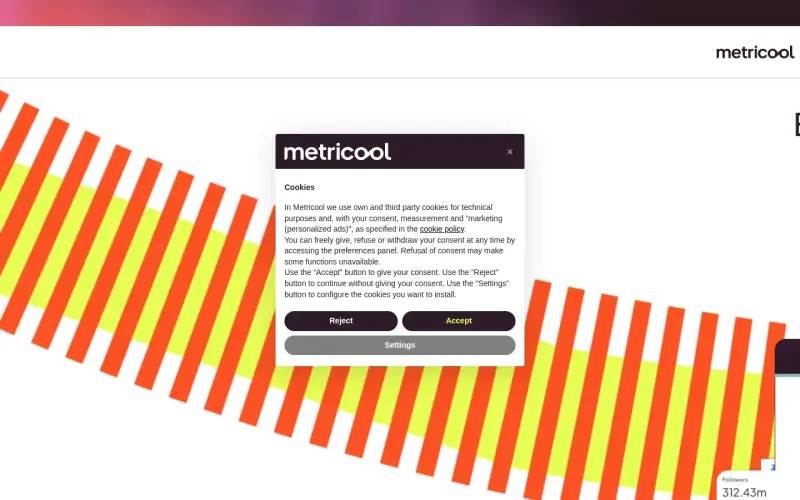 Metricool homepage showing Your entire social strategy, under one cool roof