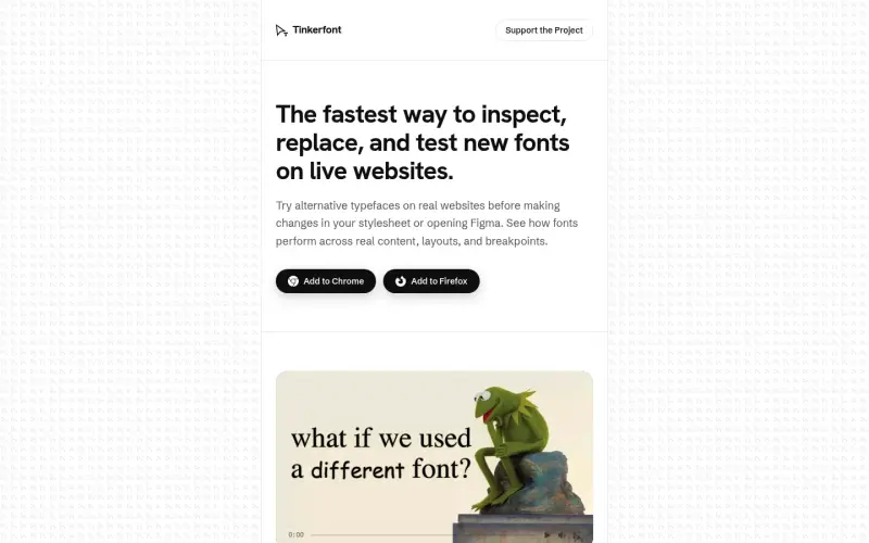 Mighil homepage showing Test fonts on live websites