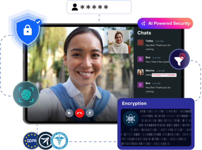 MirrorFly Video Call API & SDK interface screenshot 2 showing Power applications with secure, scalable, real-time video calling using