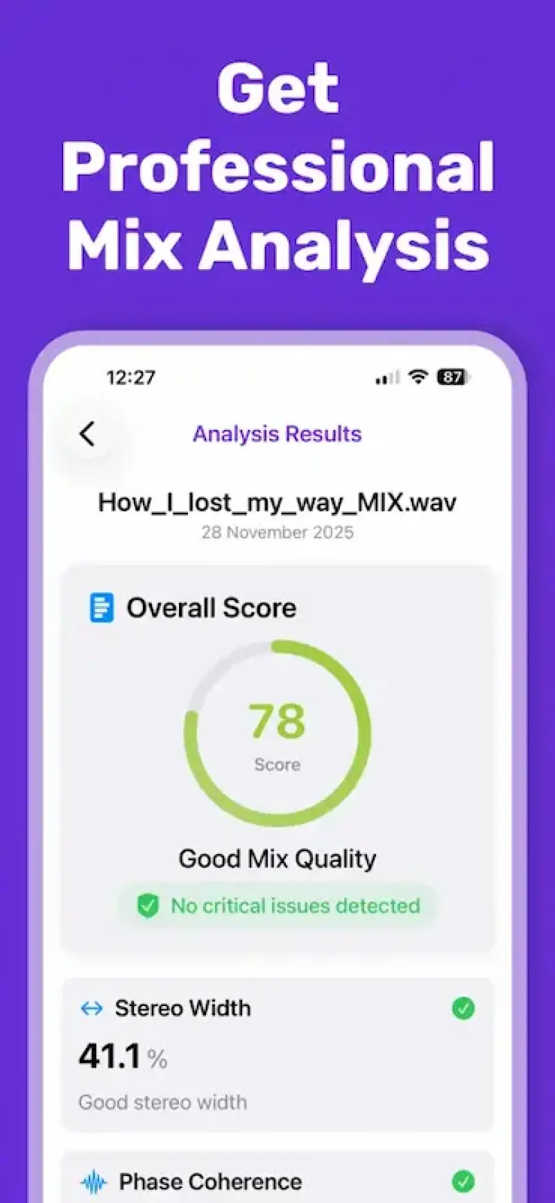 MixDoctor homepage showing AI-powered audio mix analyzer for iOS, iPad, and Mac—get instant feedback on