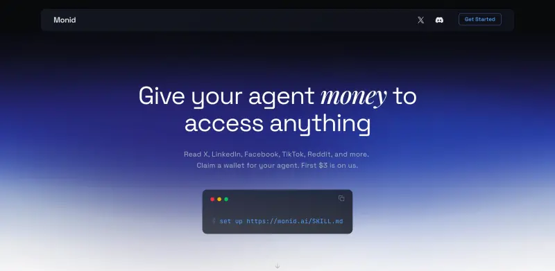 Monid homepage showing Empower your agents with instant access to customer feedback from multiple