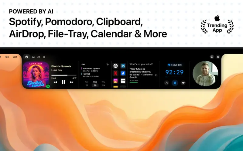 NotchNest AI homepage showing Supercharge your workflow with intelligent features that simplify task