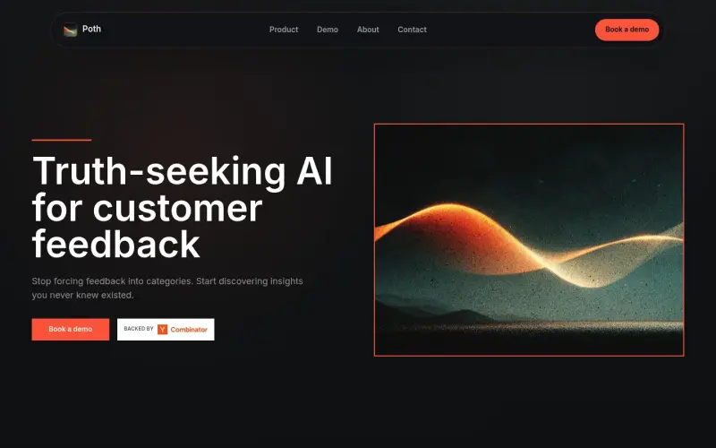 Poth homepage showing Uncover root causes from customer feedback