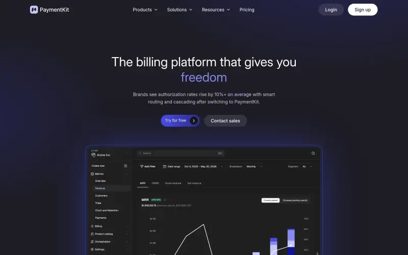 PaymentKit homepage showing your entire billing lifecycle management