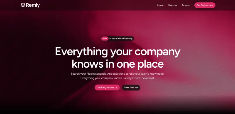 Remly homepage showing Easily find what you need across your Mac, cloud, and apps with instant