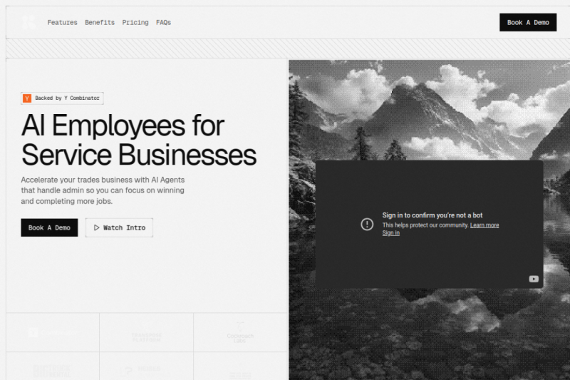 Ressl AI homepage showing Ressl's AI agents handle your estimates, leads, scheduling, and parts