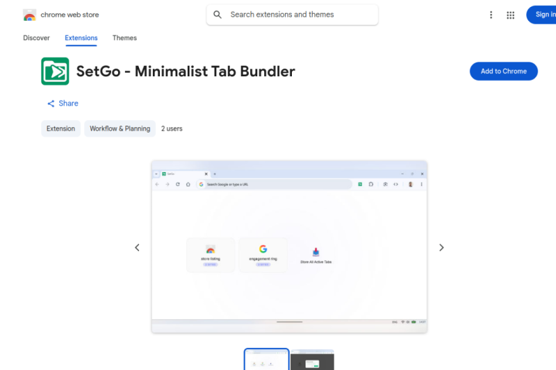 SetGo homepage showing Simplify your workflow