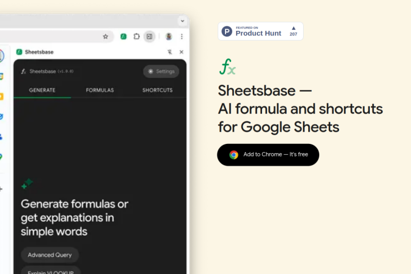Sheetsbase homepage showing Streamline your workflow