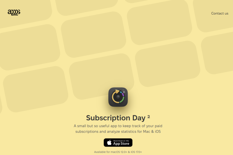Subscription Day² homepage showing Easily manage your recurring payments and stay on top of your expenses with a