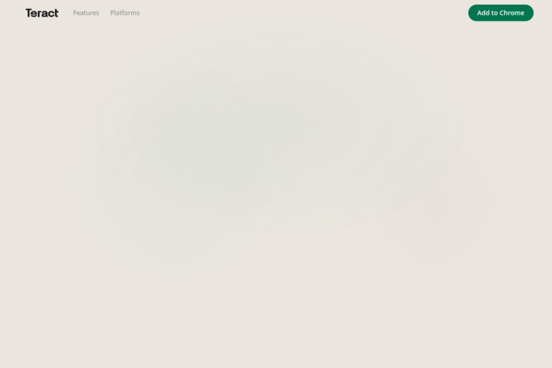 Teract homepage showing Boost your online presence with personalized comments and posts, generated