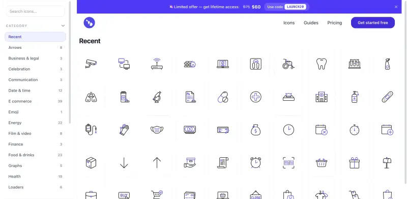 Unicorn Icons interface screenshot 2 showing Elevate your user experience with instantly downloadable, production-ready