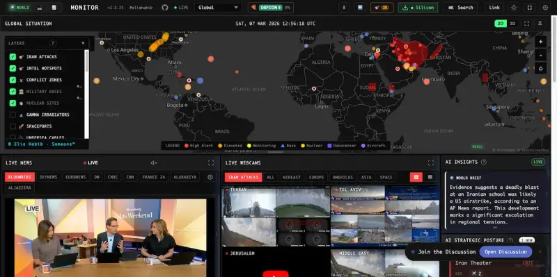 World Monitor interface screenshot 3 showing Stay ahead of global trends with a unified dashboard for news, markets, and