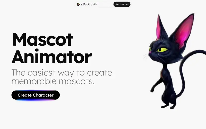 ziggle.art homepage showing Create animated app mascots with AI