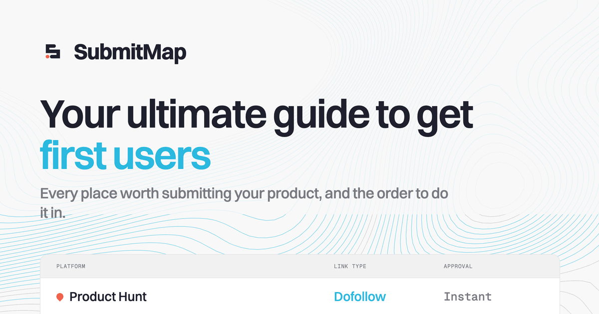 SubmitMap homepage showing Where to submit your product, and exactly how